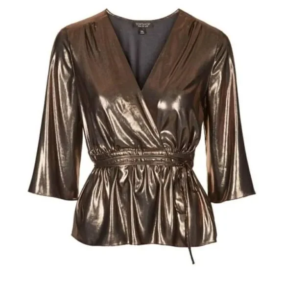 TopShop Metallic Wrap Shirt - Picture 4 of 4